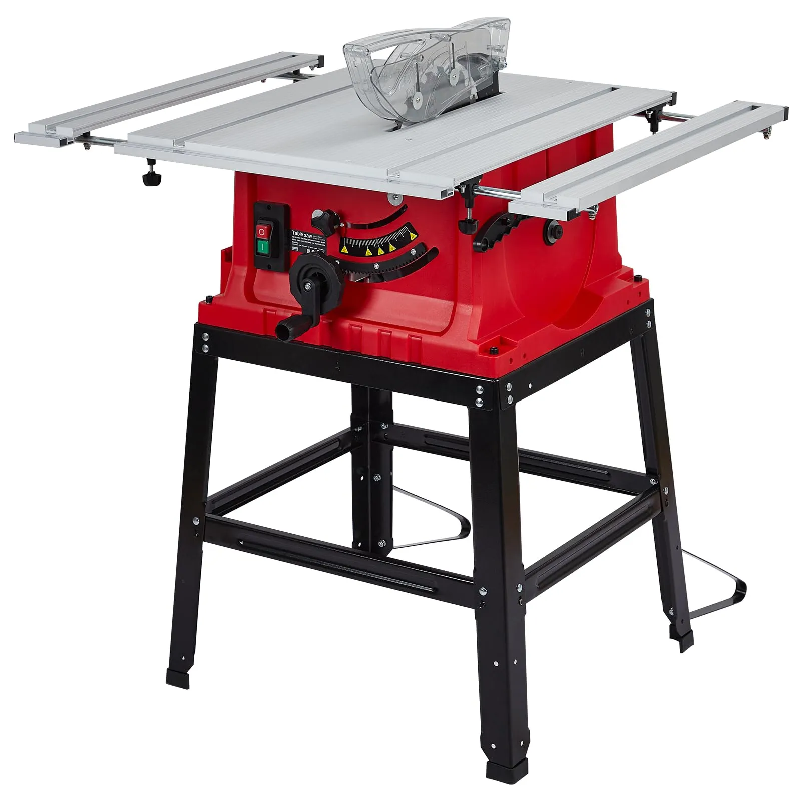 10-Inch GarveeTech Table Saw, 15A Multifunctional with Adjustable Blade Height, 5000RPM, Red