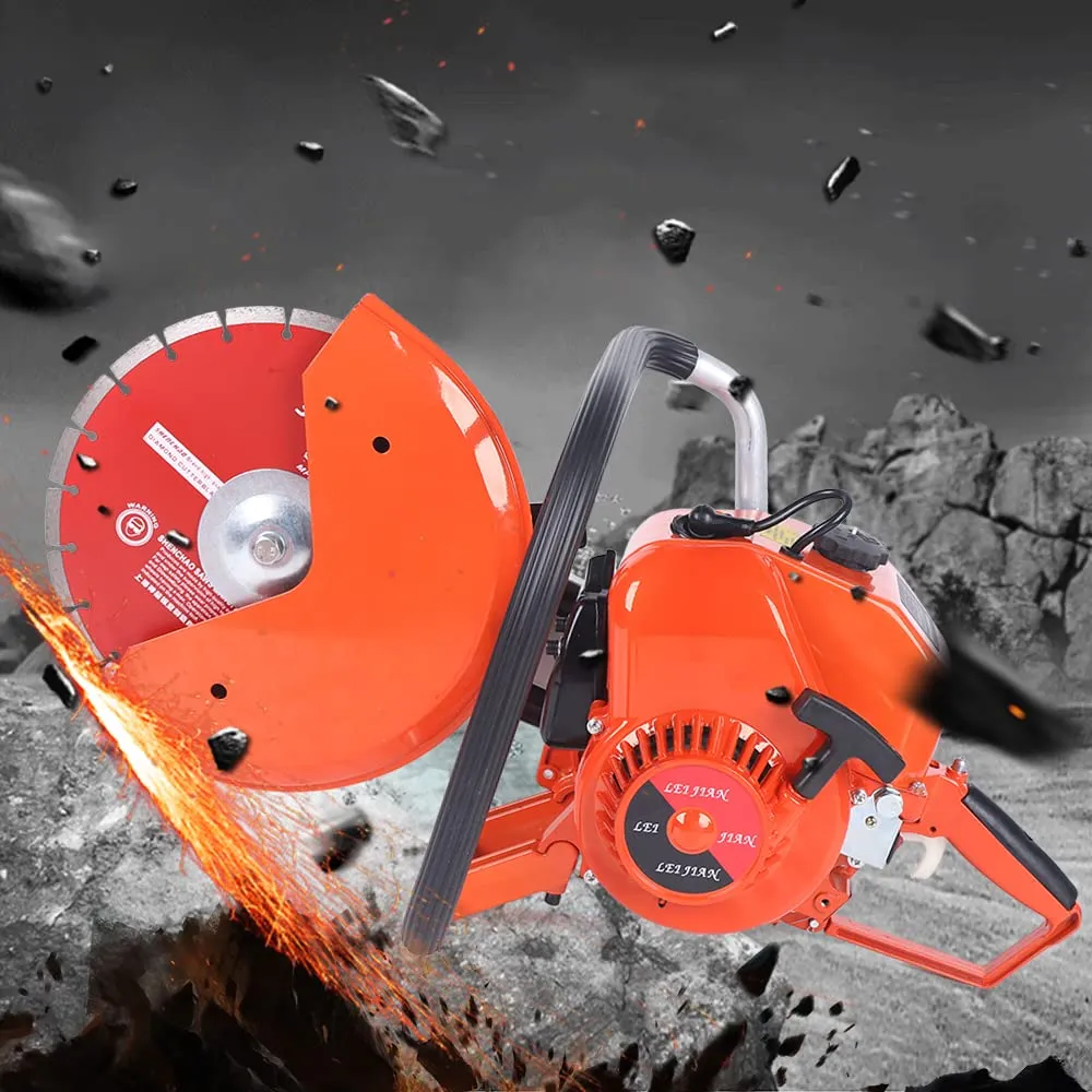 95cc 2-Stroke Gasoline Concrete Saw, 12' Blade, 4.5KW Power, High-Speed Wet & Dry Cutter