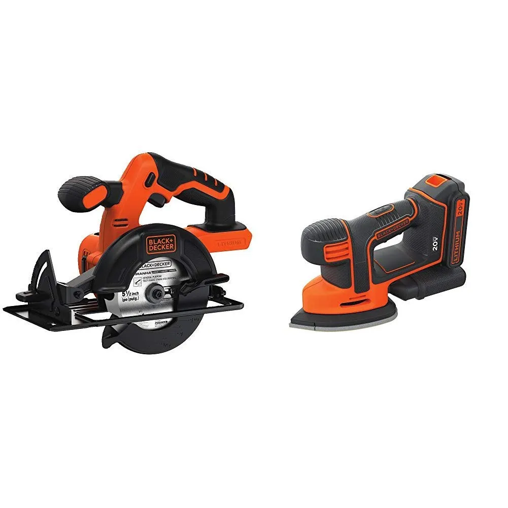 BLACK+DECKER 20V Max Circular Saw & Mouse Sander Combo, 5-1/2-Inch Blade, Ergonomic Design