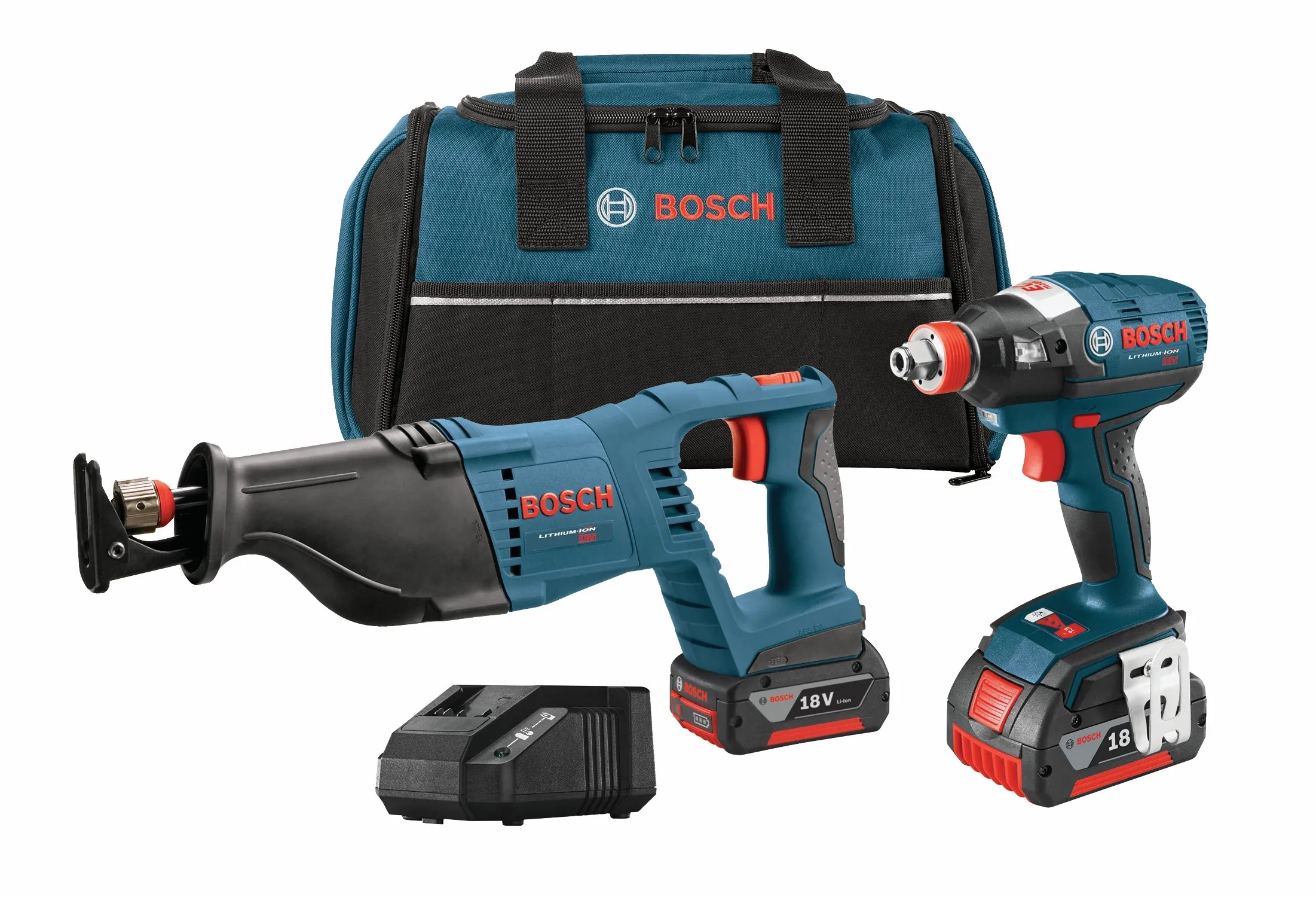 Bosch CLPK204-181 18V 2-Tool Combo Kit: Impact Driver, Reciprocating Saw, 2 Batteries, Charger