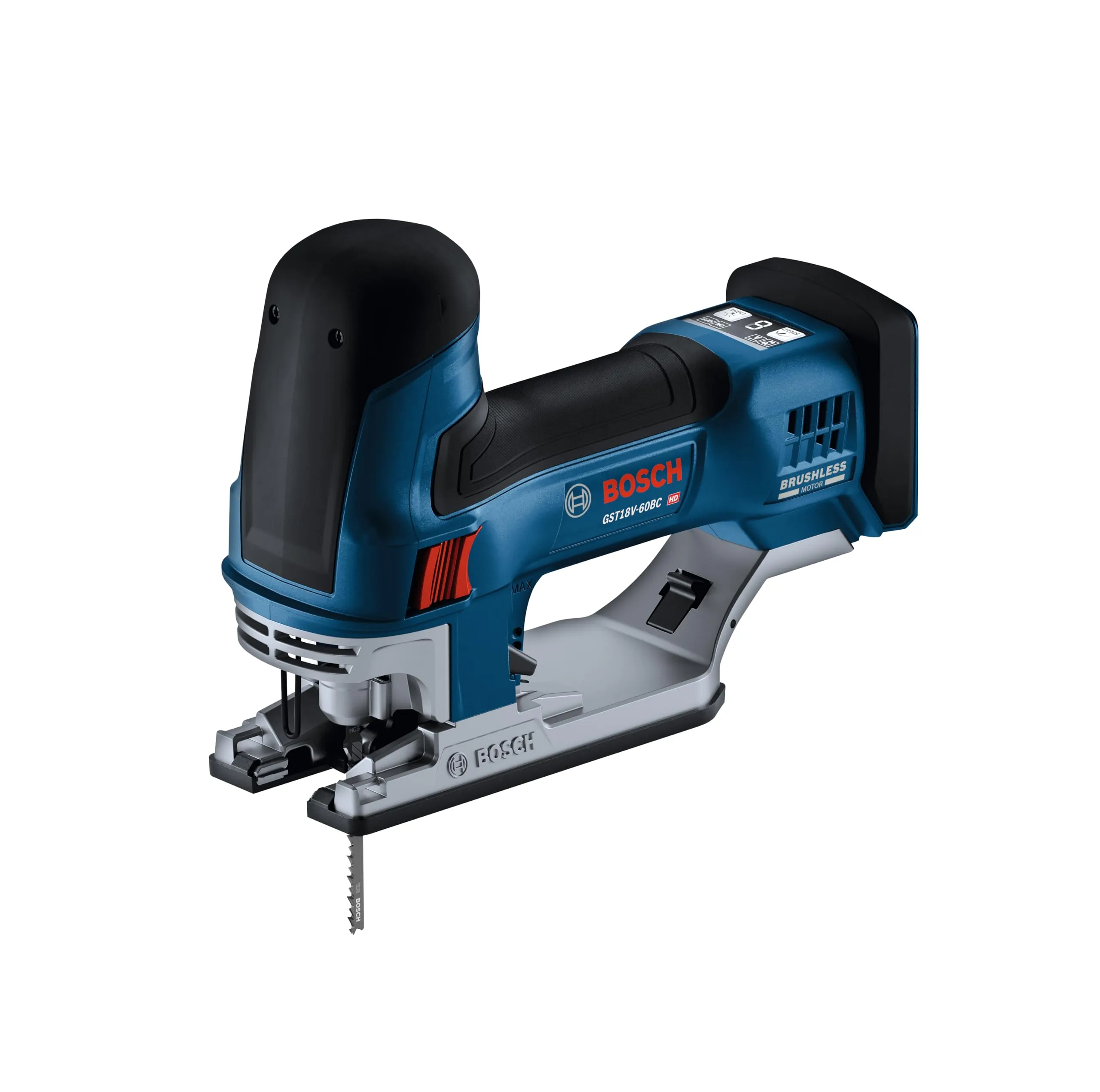 BOSCH GST18V-60BCN 18V Brushless Barrel-Grip Jig Saw, 3,800 SPM, LED Light, Tool-Free Change