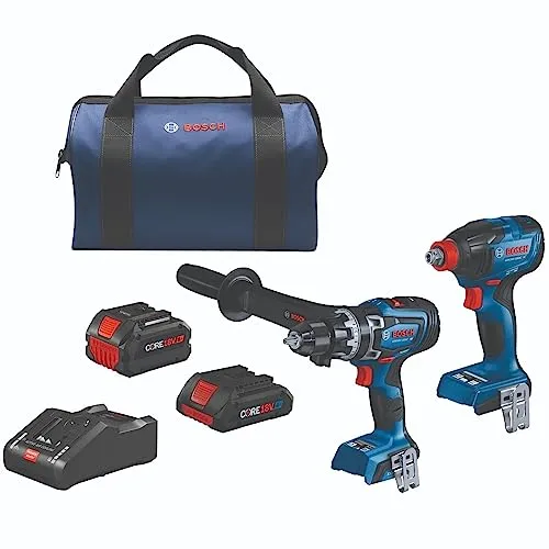 BOSCH GXL18V-260B26 18V 2-Tool Combo Kit with Hammer Drill/Driver & Impact Driver, 2 Batteries