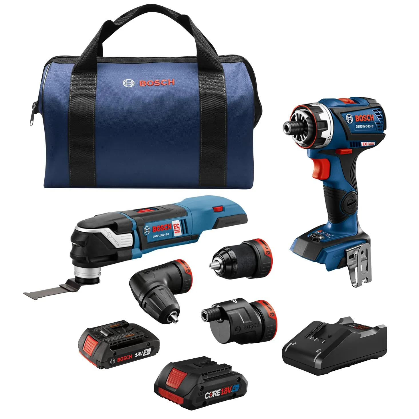 BOSCH GXL18V-270B22 18V 2-Tool Combo Kit with Flexiclick System & StarlockPlus Multi-Tool