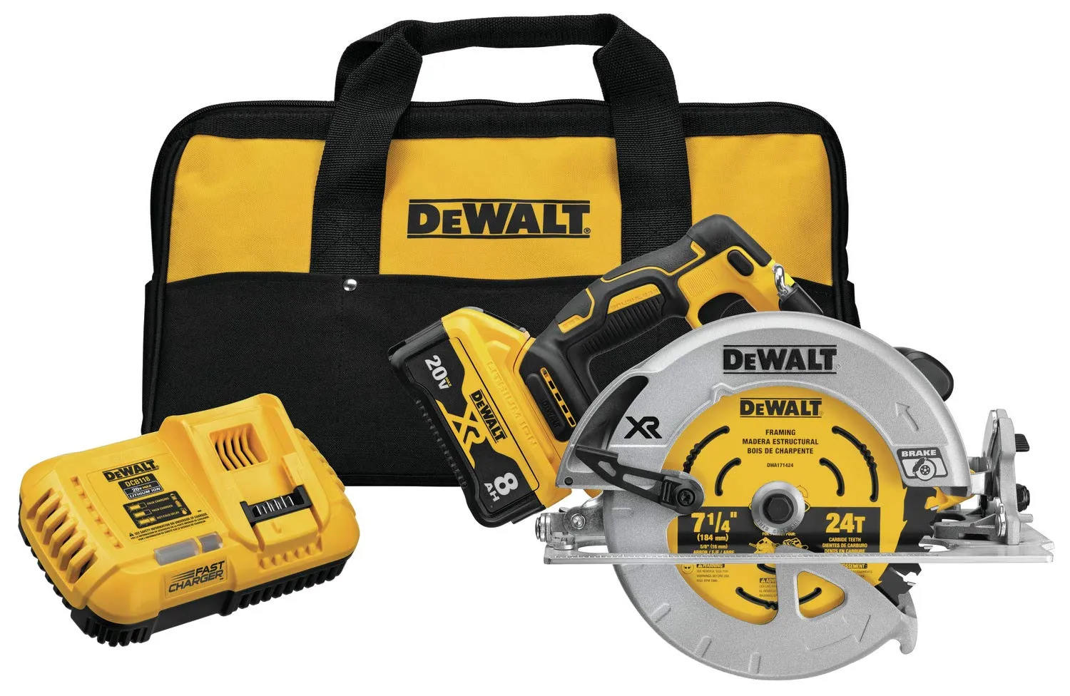 DEWALT 20V MAX XR Circular Saw 7-1/4-Inch Brushless Power Detect Technology Battery Included