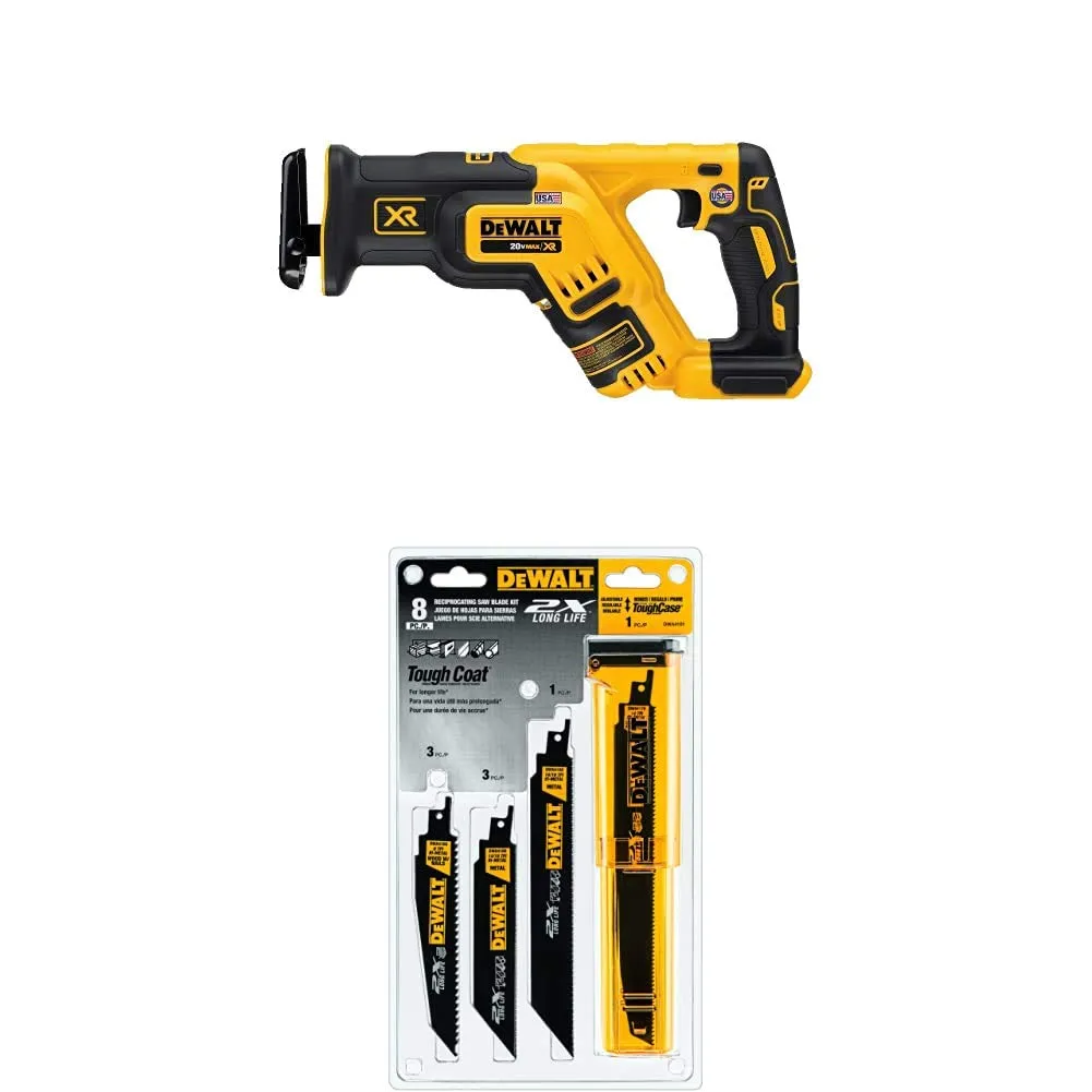 DEWALT DCS367B 20V Max XR Brushless Compact Reciprocating Saw with 8-Piece Blade Set