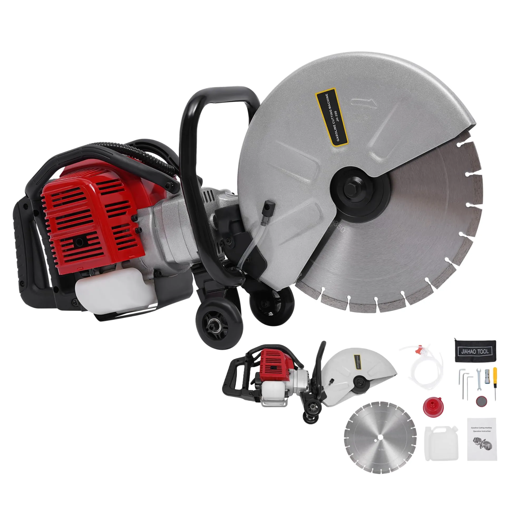 Gas Powered Concrete Wet Saw 52CC 1400W Circular Cutter with 4-Inch Adjustable Depth