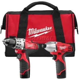 M12 Combo Drill/Impact with 2 Batteries, 12V Lithium-Ion, Compact Red Hammer Drill & Driver