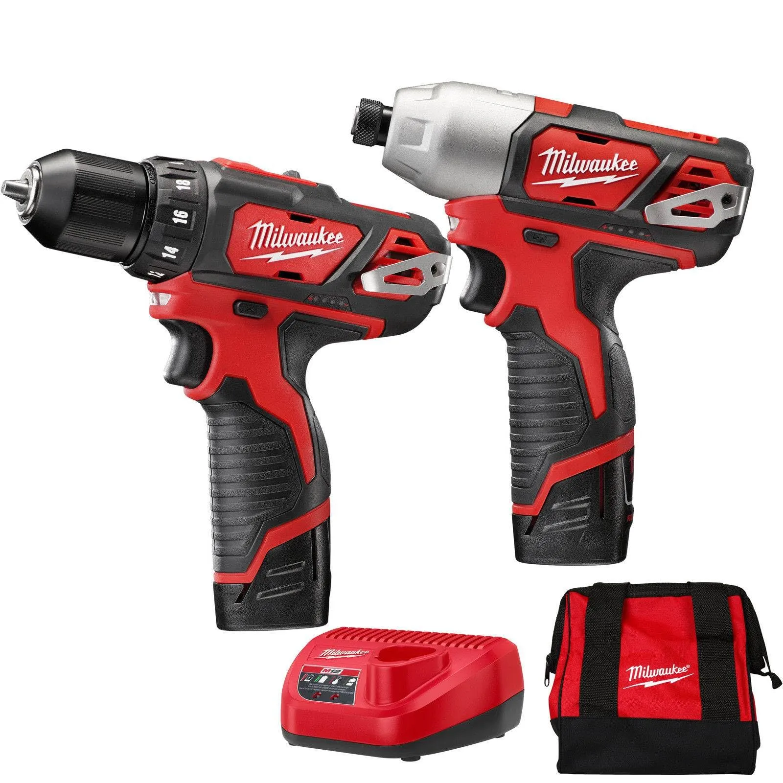 M12 Drill/Impact Combo Kit - Milwaukee 2494-22, 12-Volt, Battery Included, Ergonomic Design