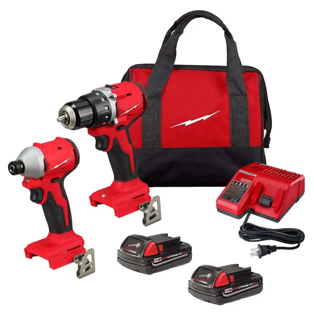 M18 Compact Brushless 2-Tool Drill/Driver Combo Kit with Batteries & Charger - Milwaukee 18V