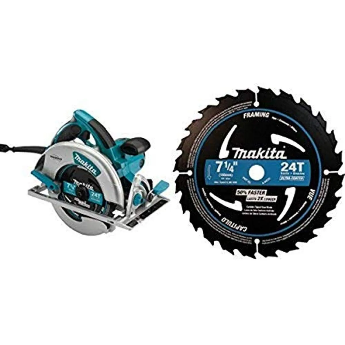 Makita 5007MGA Magnesium 7-1/4-Inch Circular Saw with Electric Brake & 10-Pack 24T Ultra-Coated Blades