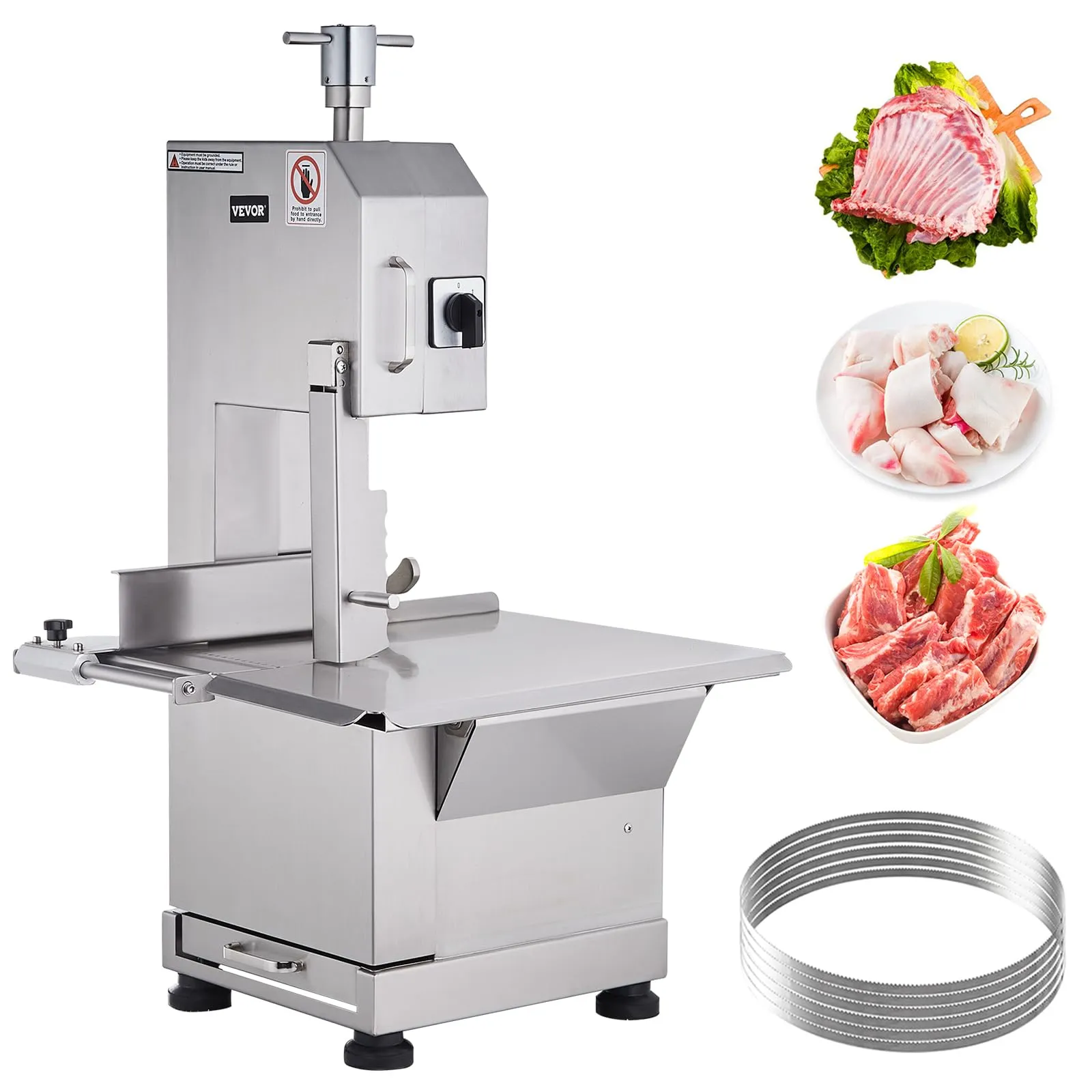 VEVOR Commercial Electric Meat Bandsaw 2200W Stainless Steel 0-7.1 Inch Cutting Thickness